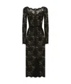 Dolce & Gabbana Semi-sheer Lace Midi Dress In Black