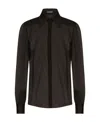 Dolce & Gabbana Silk Chiffon Shirt With Satin Details In Black