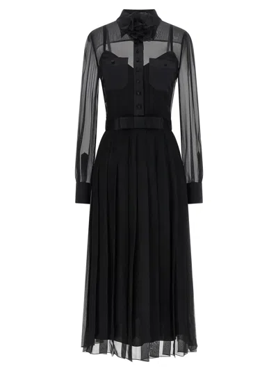 Dolce & Gabbana Semi-sheer Silk Chiffon Overlay Dress In Black