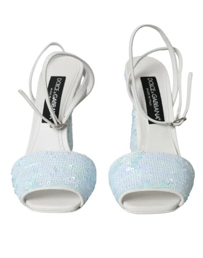 Dolce & Gabbana Sequin Ankle Strap Heel Sandal In Blue