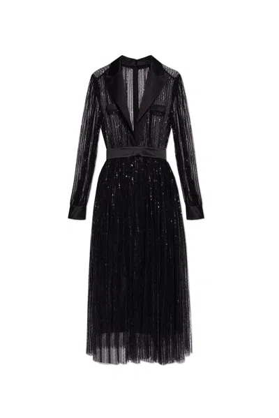 Dolce & Gabbana Dolce&gabbana Sequin Sheer Long Sleeve Blazer Midi Dress In Black