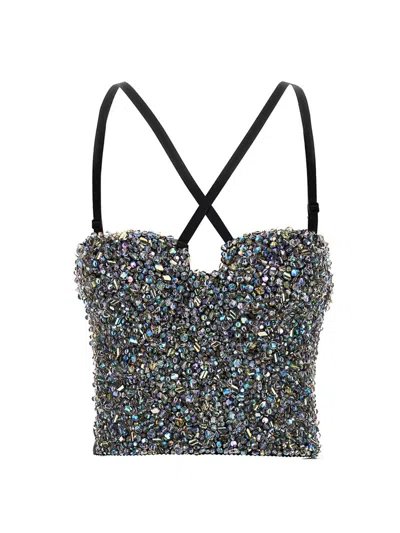 DOLCE & GABBANA DOLCE & GABBANA SEQUIN BUSTIER TOP