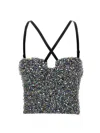 Dolce & Gabbana Sequin Embellished Fitted Crop Top In Blue