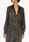Dolce & Gabbana Sequin Buttoned Shirt In Silver