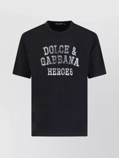 Dolce & Gabbana Sequin Crew Neck T-shirt In Black