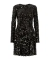 Dolce & Gabbana Short Long-sleeved Sequined Dress In Black