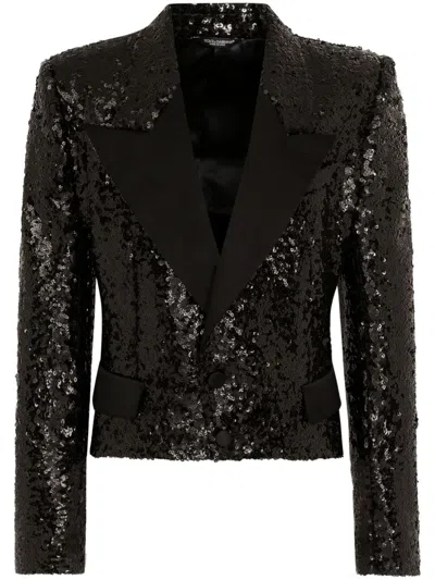 Dolce & Gabbana Sequined Sicilia-fit Jacket In Black