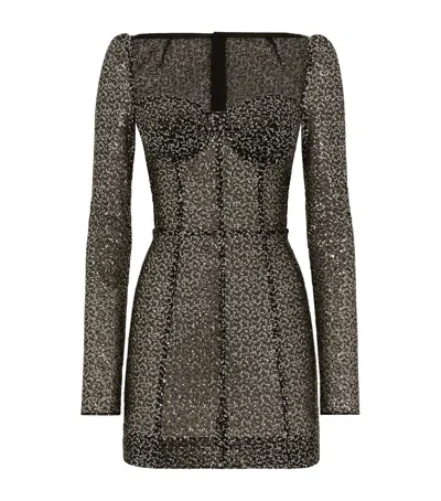 Dolce & Gabbana Sequin-embellished Corset Mini Dress In Gray