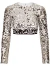 Dolce & Gabbana Sequin-embellished Crop Top In Silber