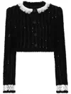Dolce & Gabbana Giacca Corta In Tweed Ricamo Micropaillettes In Black