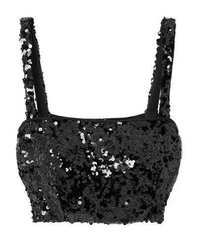 Dolce & Gabbana Sequin-embellished Cropped Top In Black