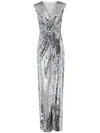 Dolce & Gabbana Draped Sequin-embellished Dress In Silver