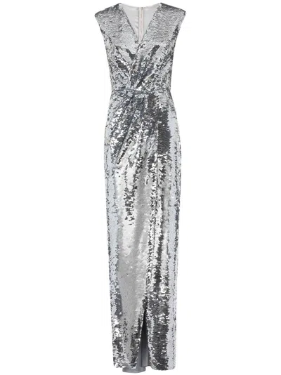 Dolce & Gabbana Draped Sequin-embellished Dress In Silver