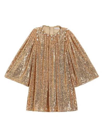 Dolce & Gabbana Kids' Sequin-embellished Dress In Gold