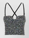 Dolce & Gabbana Bustier Top With Embroidered Sequins In Black