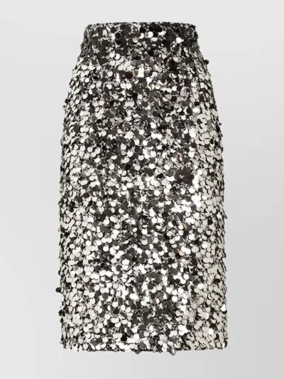 DOLCE & GABBANA SEQUIN EMBELLISHED HIGH WAIST MIDI SKIRT