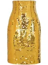 Dolce & Gabbana High-waisted Sequined Midi Skirt In Yellow