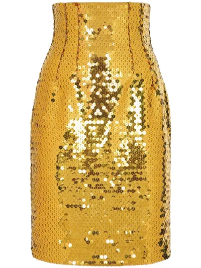 DOLCE & GABBANA SEQUIN-EMBELLISHED HIGH-WAISTED SKIRT