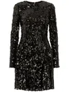 Dolce & Gabbana Short Long-sleeved Sequined Dress In Schwarz