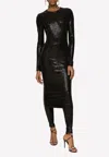 Dolce & Gabbana Sequin Embellished Jersey Midi Dress In Black