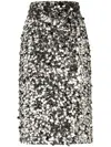 Dolce & Gabbana Sequin Embellished High Waist Midi Skirt In Grey