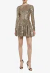 Dolce & Gabbana Sequin-embellished Pleated Minidress In Gold