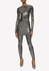 Dolce & Gabbana Silver-tone Sequin Metallic Long-sleeve Mini Dress In Metallic
