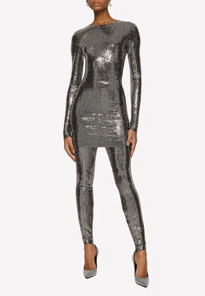 DOLCE & GABBANA SEQUIN EMBELLISHED MINI DRESS,F6R6LT FUGOI S0998