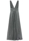 Dolce & Gabbana Sequin-embellished Pleated Lamé Gown In Grey