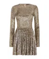 Dolce & Gabbana Sequin-embellished Pleated Minidress In Brown
