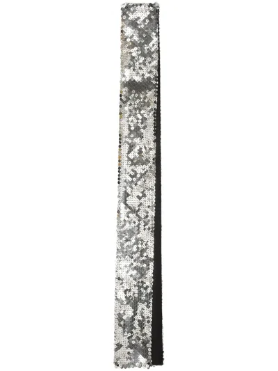 Dolce & Gabbana Sequin-embellished Scarf In Silver