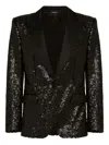 Dolce & Gabbana Sequin-embellished Shawl-lapel Suit In Black