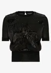 Dolce & Gabbana Short-sleeved Top With Sequin Embellishment In Black