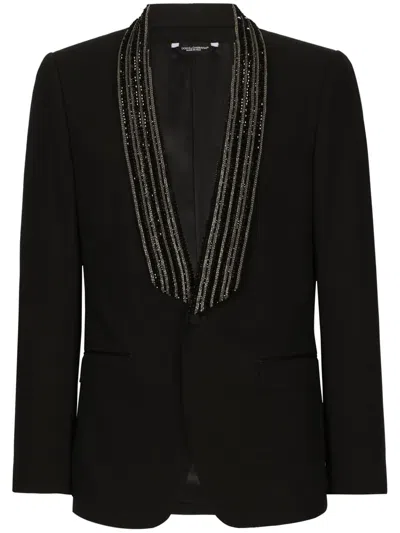 Dolce & Gabbana Sequin-embellished Single-breasted Blazer In Black