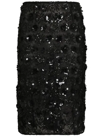 DOLCE & GABBANA SEQUIN-EMBELLISHED SKIRT