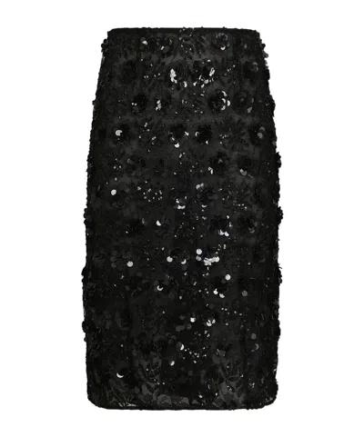 DOLCE & GABBANA SEQUIN-EMBELLISHED SKIRT