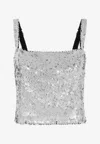 Dolce & Gabbana Sequined Crop Top With Straps In Silver