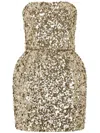 Dolce & Gabbana Sequined Strapless Mini Dress In Gold