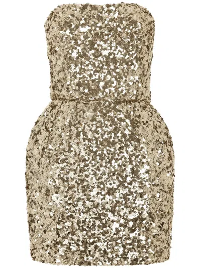 DOLCE & GABBANA SEQUIN-EMBELLISHED STRAPLESS MINIDRESS