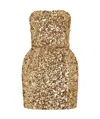 Dolce & Gabbana Sequined Strapless Mini Dress In Nude