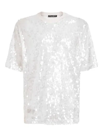 Dolce & Gabbana Sequin-embellished T-shirt In White