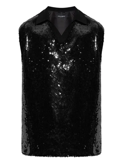 Dolce & Gabbana Sequin-embellished Top In Black