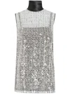 Dolce & Gabbana Turtle Neck Tulle Top With Sequin In White