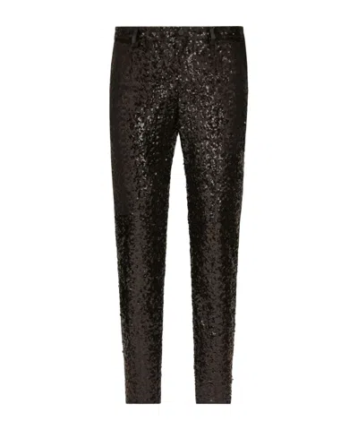 DOLCE & GABBANA DOLCE  GABBANA SEQUIN-EMBELLISHED STRAIGHT LEG TROUSERS