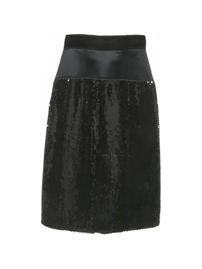 Pre-owned Dolce & Gabbana Sequin-embellishment Midi Skirt In Black