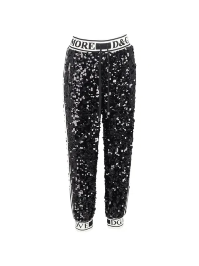 Pre-owned Dolce & Gabbana Sequin-embellishment Trousers In Black