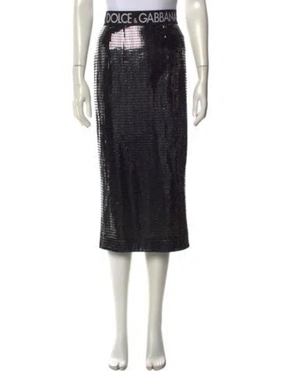 Pre-owned Dolce & Gabbana Sequin Embellishments Midi Length Skirt In Black