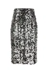 Dolce & Gabbana Silver Sequined Midi Skirt In Silver