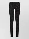 Dolce & Gabbana Sequin Floral Skinny Leggings Mid Rise Stretch In Black