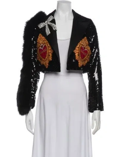 Pre-owned Dolce & Gabbana Sequin Graphic Print Evening Jacket In Black